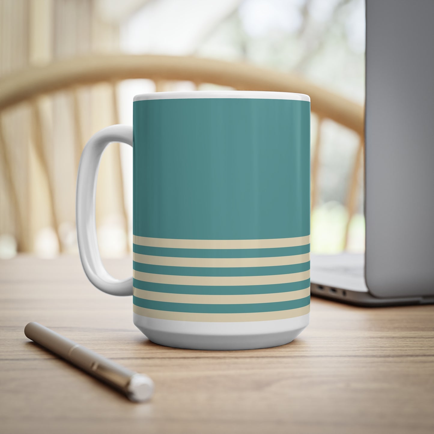 Coffee Mug - Teal & Cream
