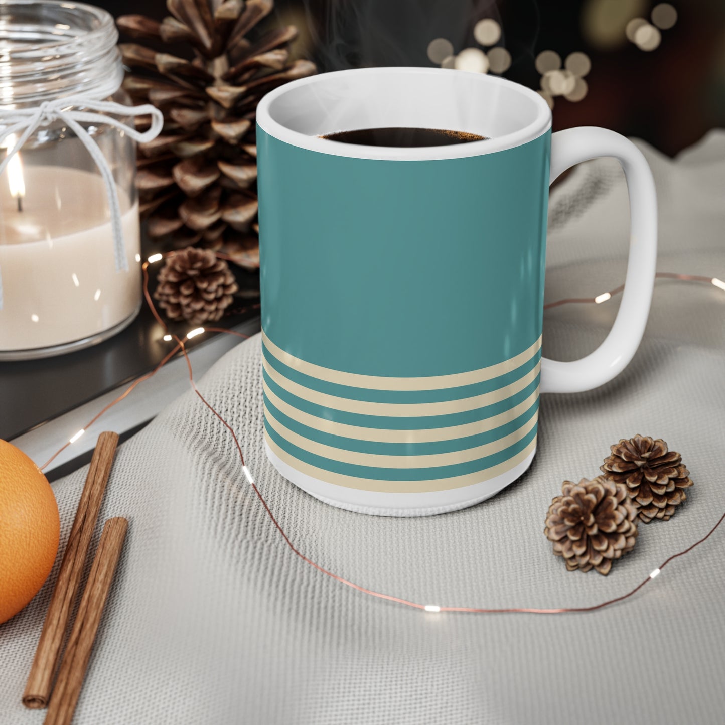 Coffee Mug - Teal & Cream