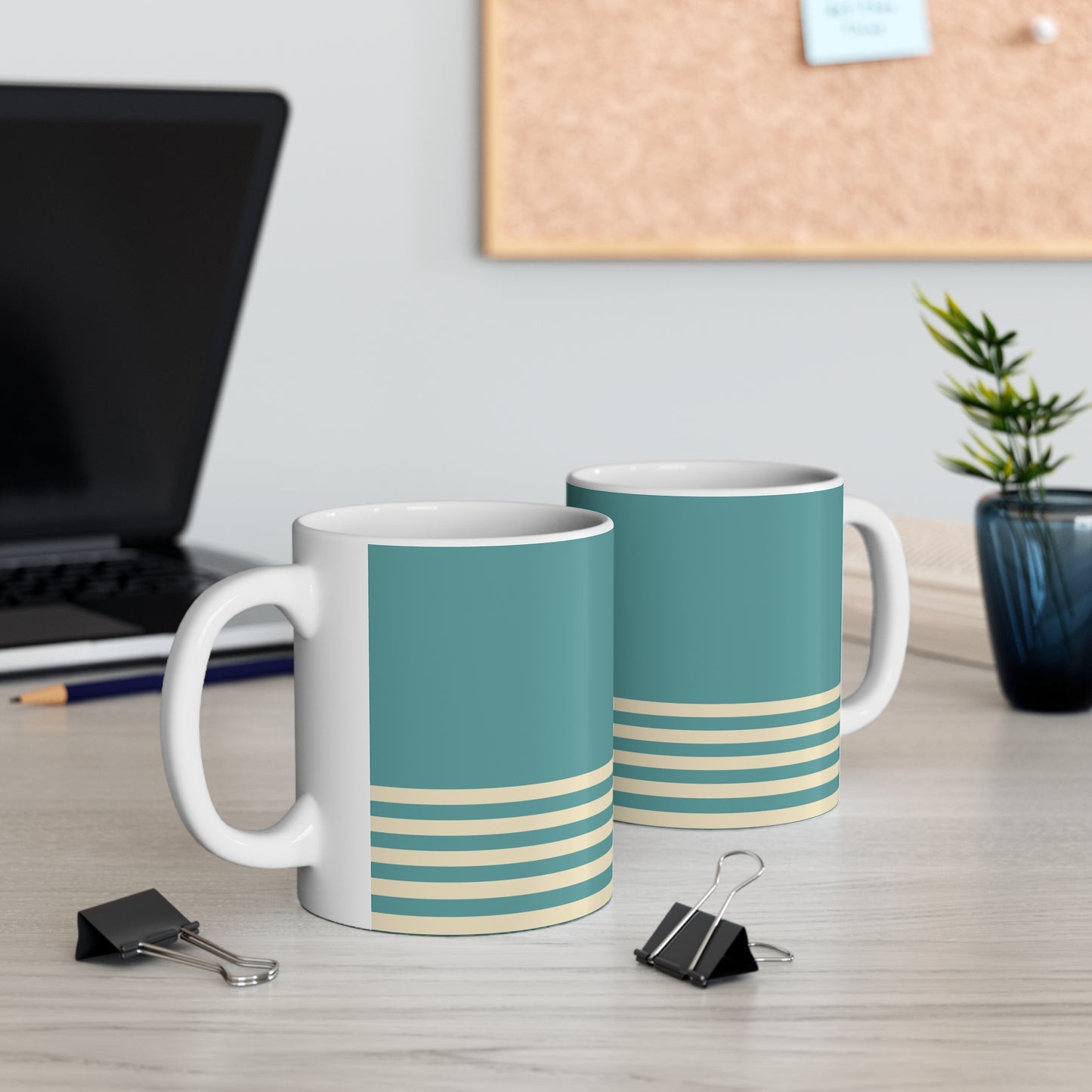 Coffee Mug - Teal & Cream