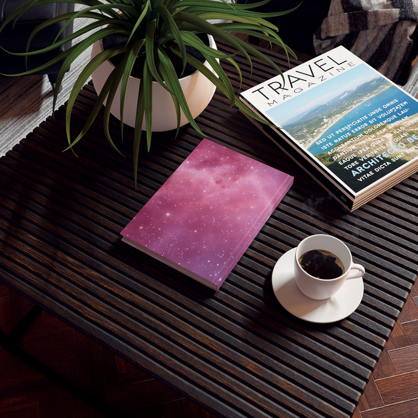 Hard Backed Journal = Pink Starry Night