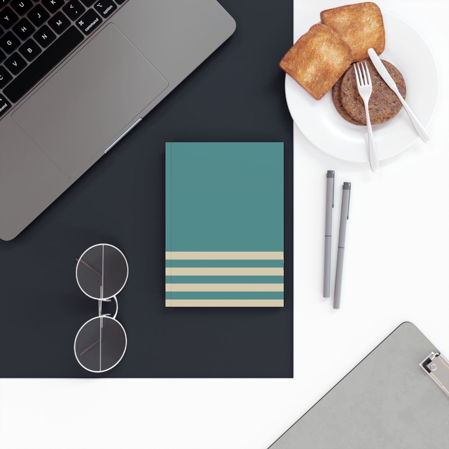 Hard Backed Journal - Teal Striped