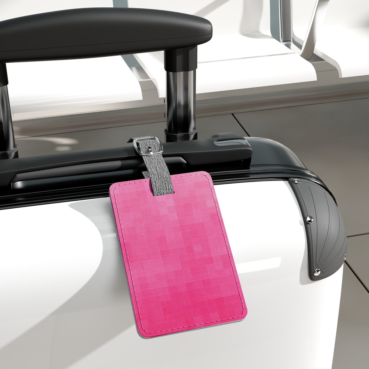 Canvas Backed Luggage Tag - Pink Matrix
