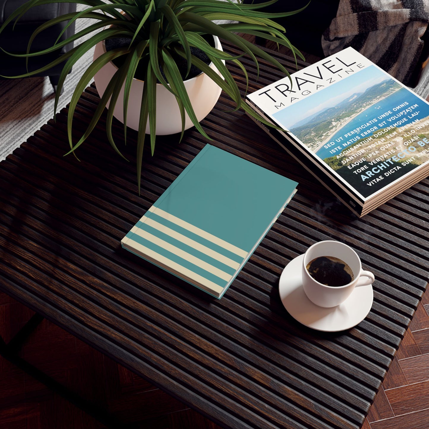 Hard Backed Journal - Teal Striped