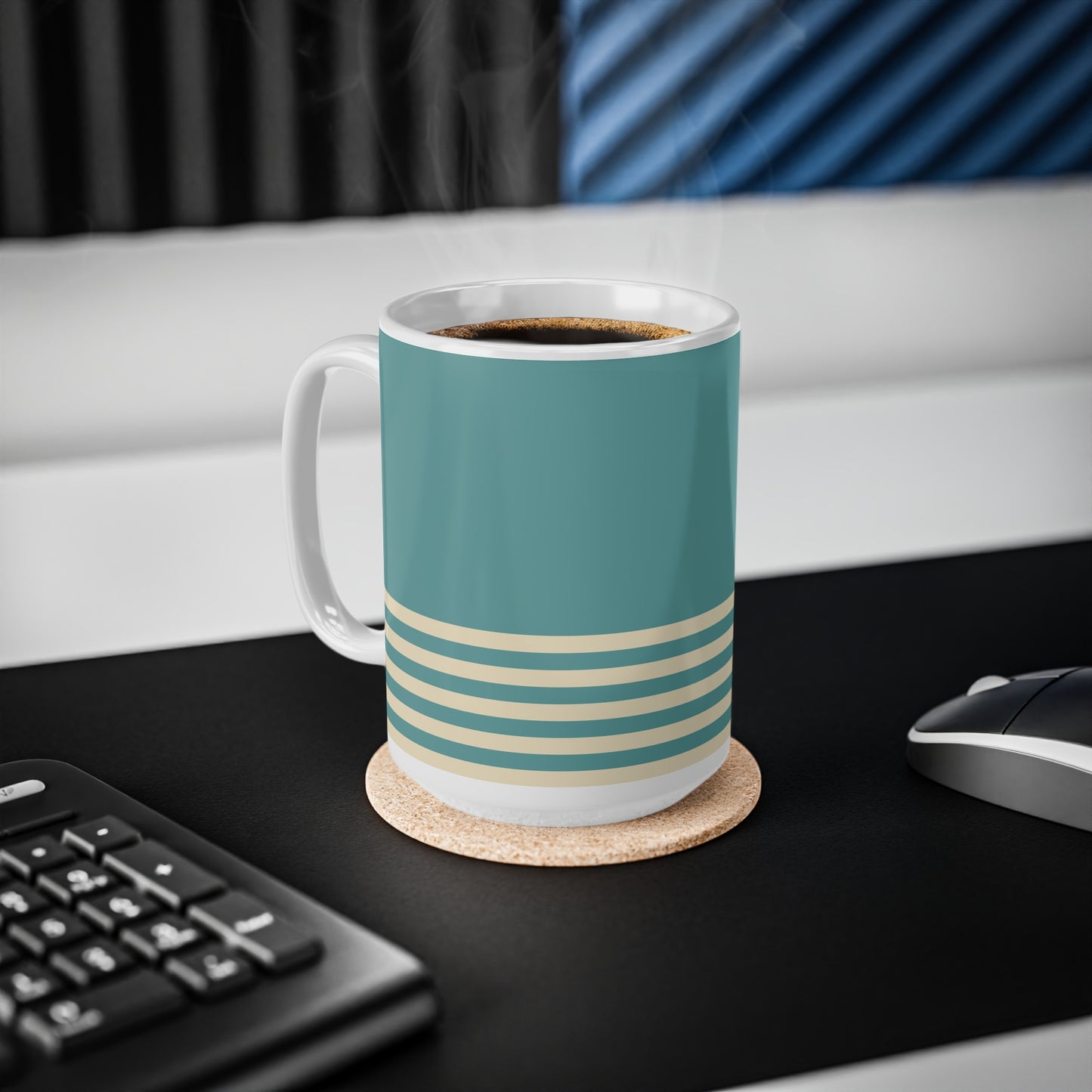 Coffee Mug - Teal & Cream