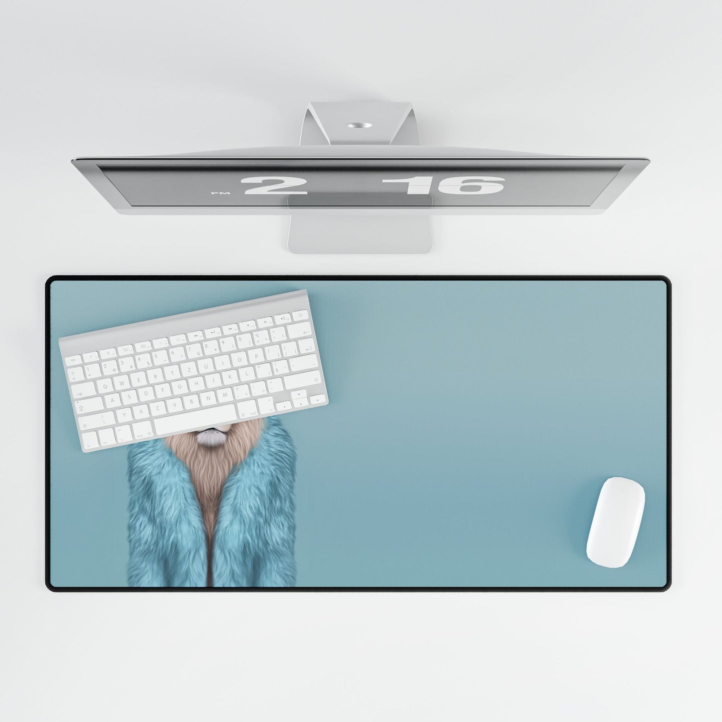 Desk Mat - Cool Cat with Blue Fur Coat