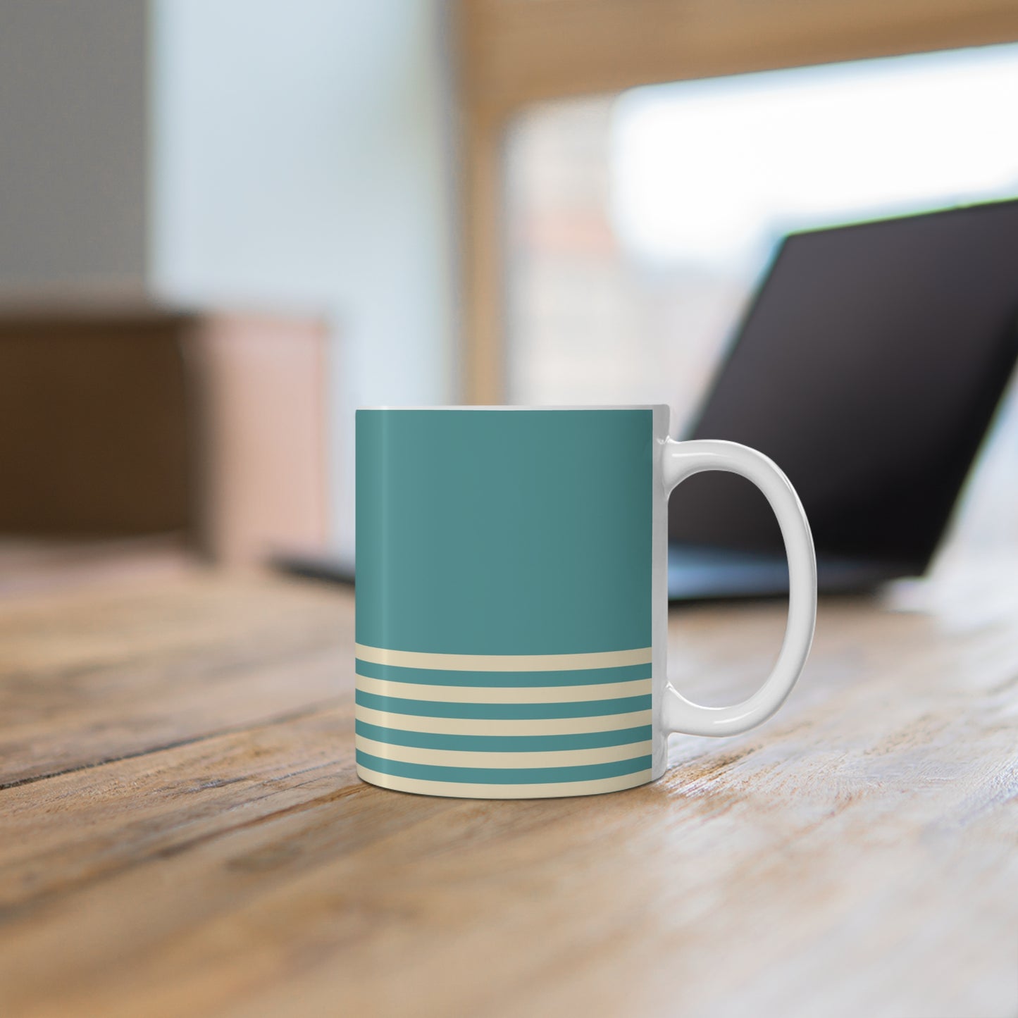 Coffee Mug - Teal & Cream