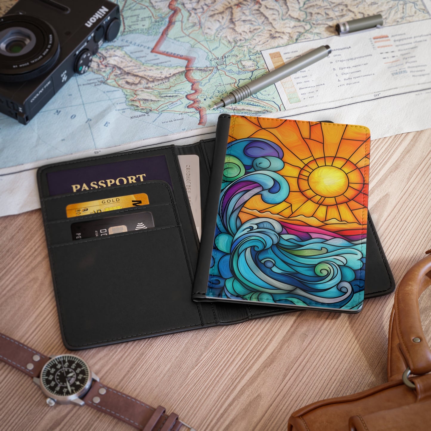 Colorful Waves Passport Cover