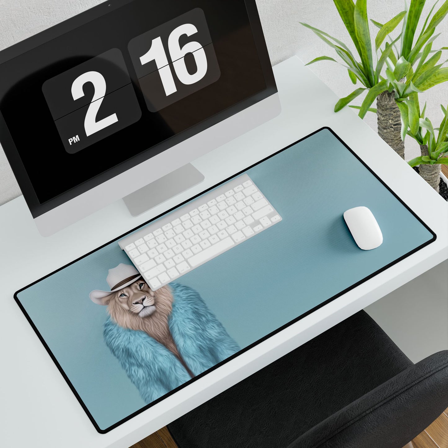 Desk Mat - Cool Cat with Blue Fur Coat