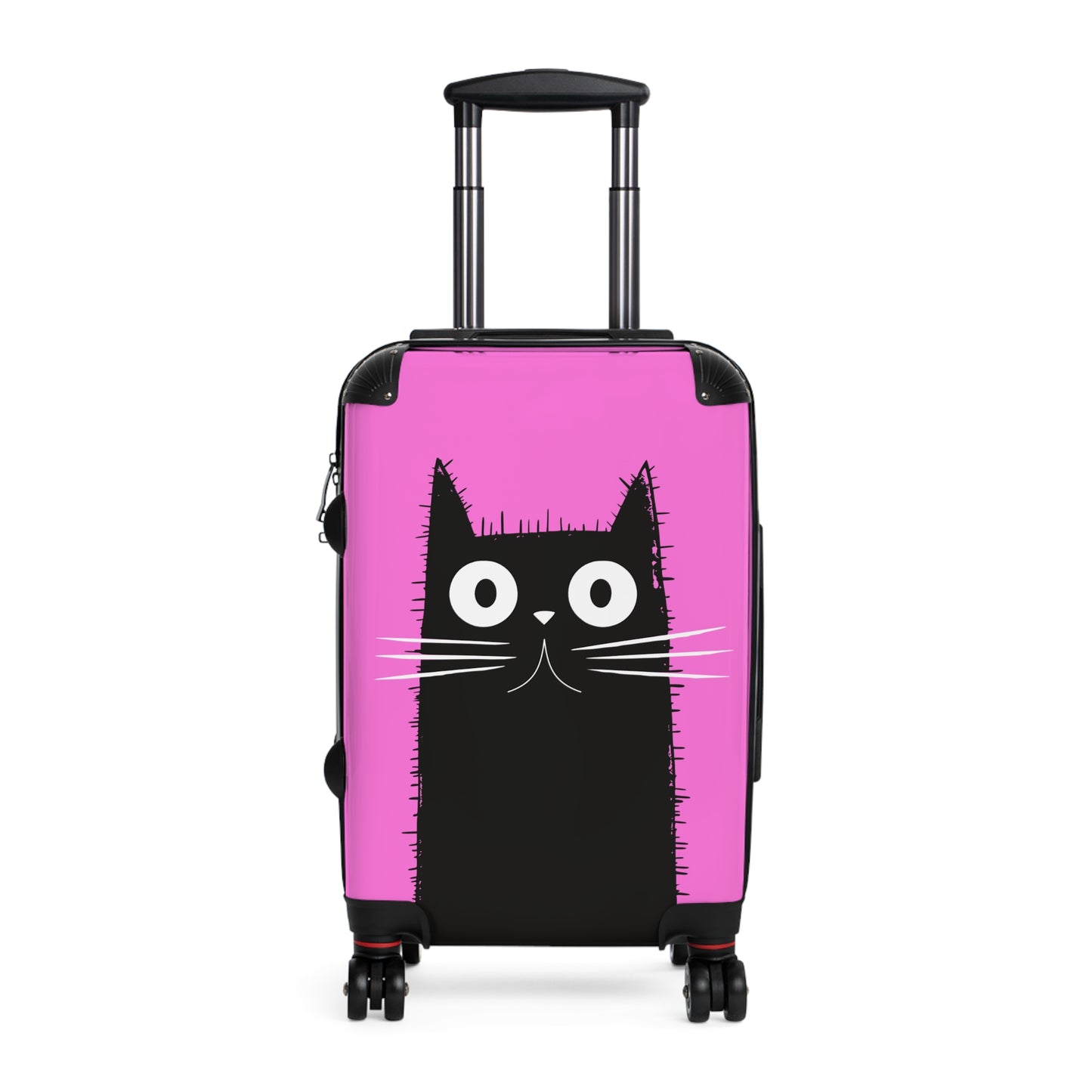 Suitcase 3 Sizes - Pink Case Black Cat