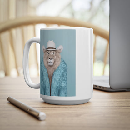 Lion in Fur Coat - Coffee Mug 11oz & 15oz