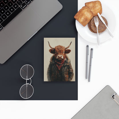 Hard Backed Journal - Highland Cow in Leather Jacket