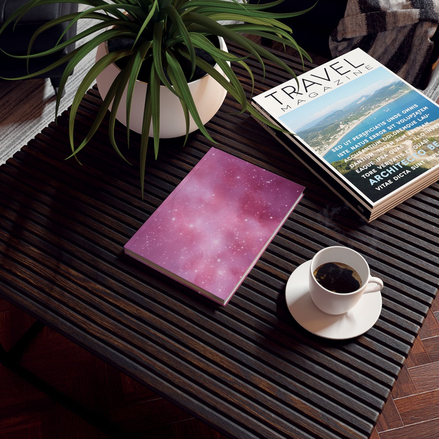 Hard Backed Journal = Pink Starry Night