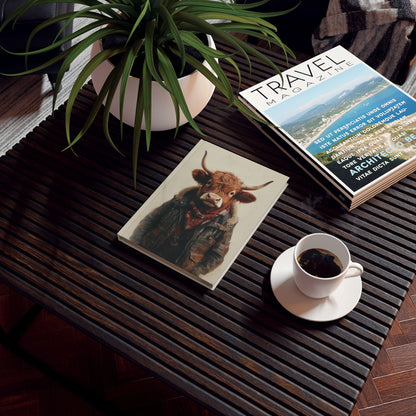 Hard Backed Journal - Highland Cow in Leather Jacket