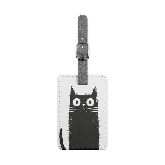 Cat Luggage Tag with gray canvas back
