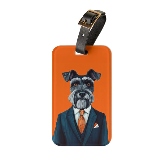 Schnauzer Luggage Tag with personal information card