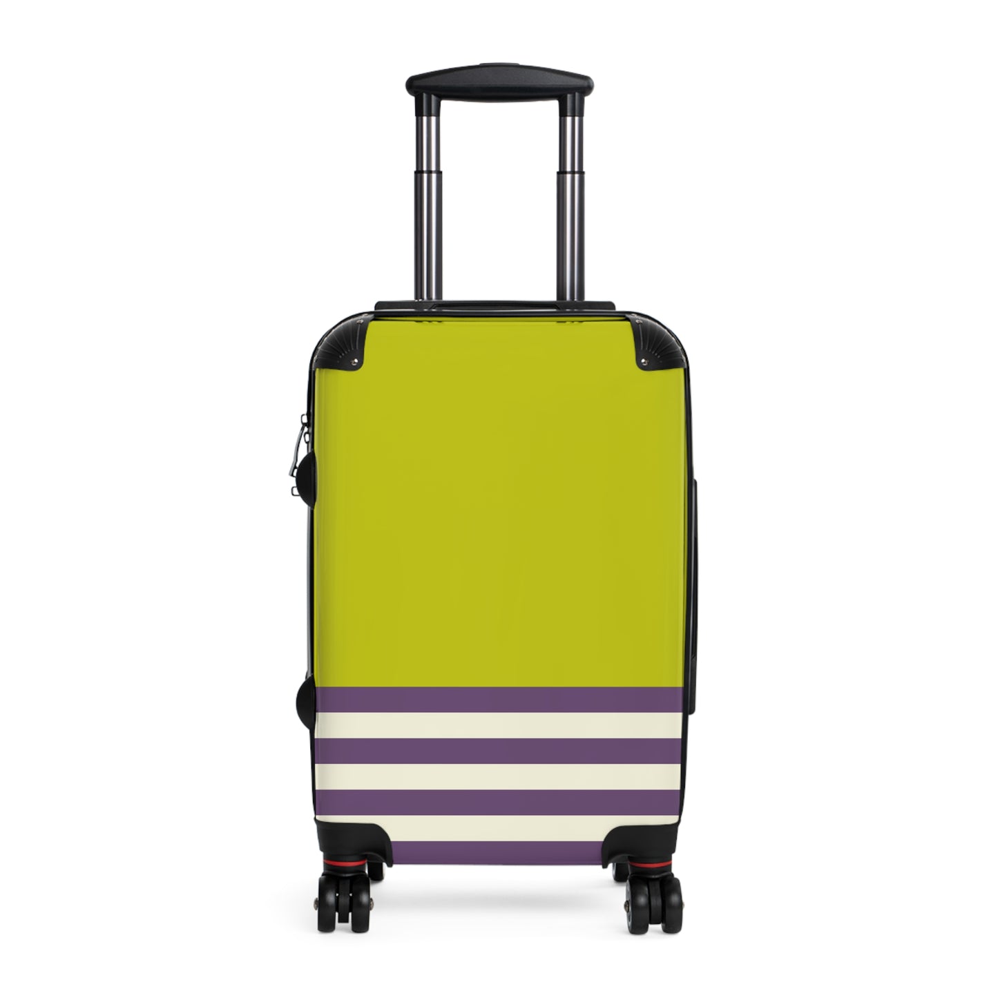 Suitcase in 3 Sizes - Green with Cream and Purple Stripes