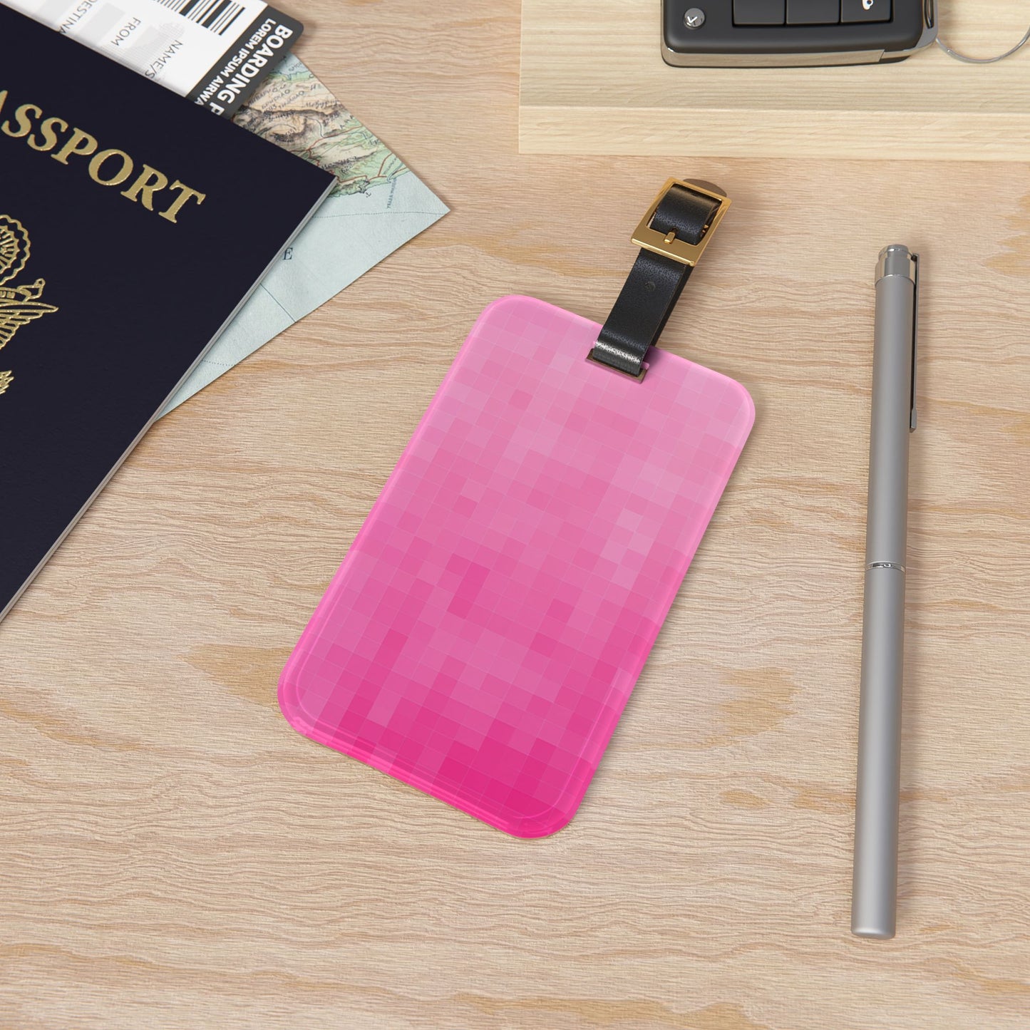 Address Luggage Tag - Pink Matrix