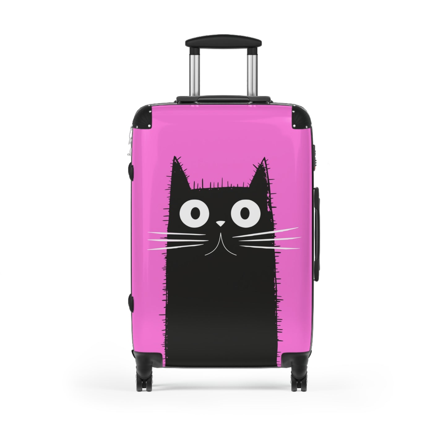 Suitcase 3 Sizes - Pink Case Black Cat