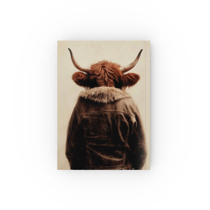 Hard Backed Journal - Highland Cow in Leather Jacket