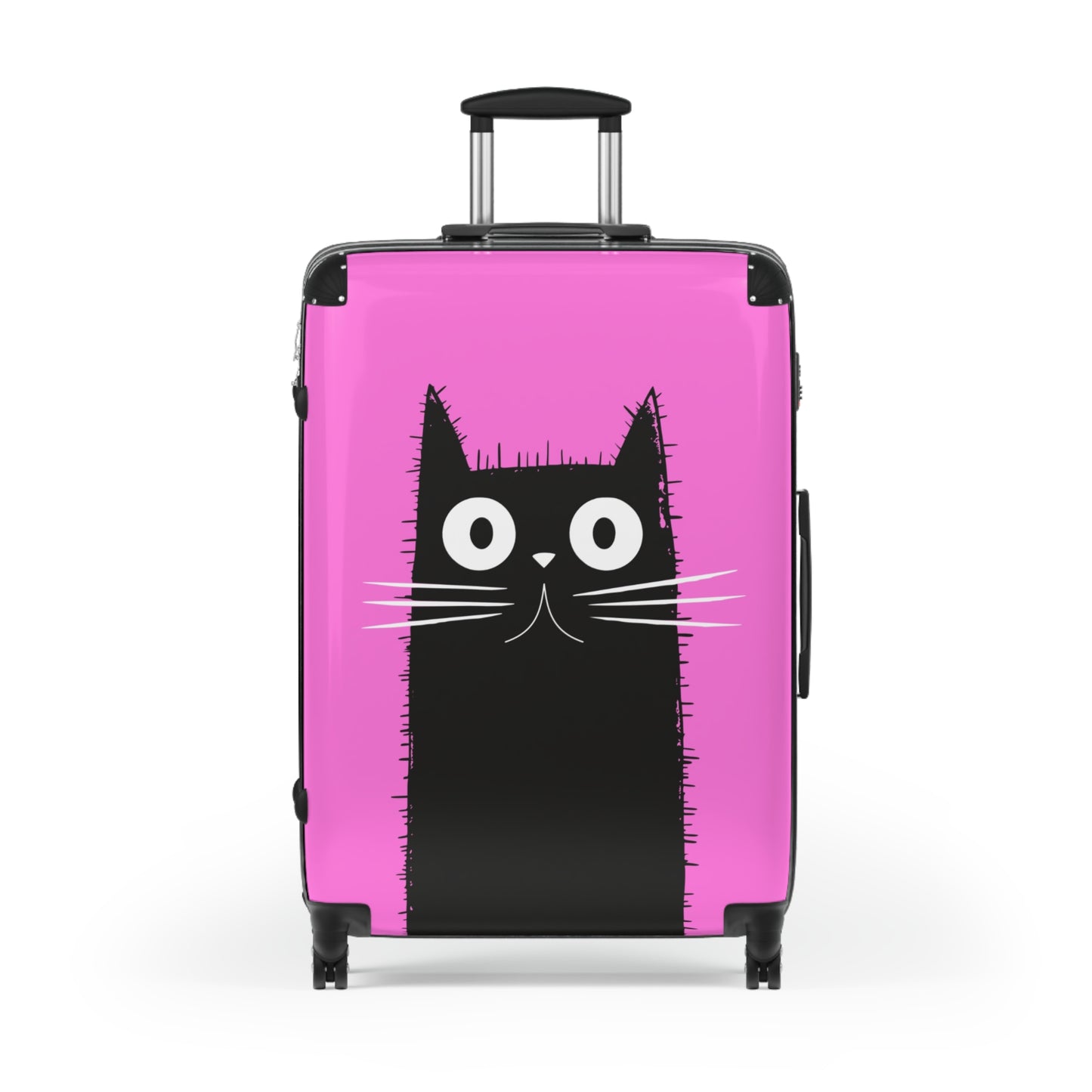 Suitcase 3 Sizes - Pink Case Black Cat